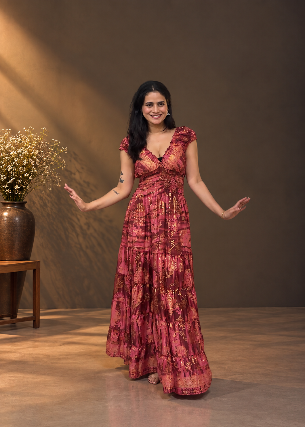 Rose Charm Boho Maxi Dress