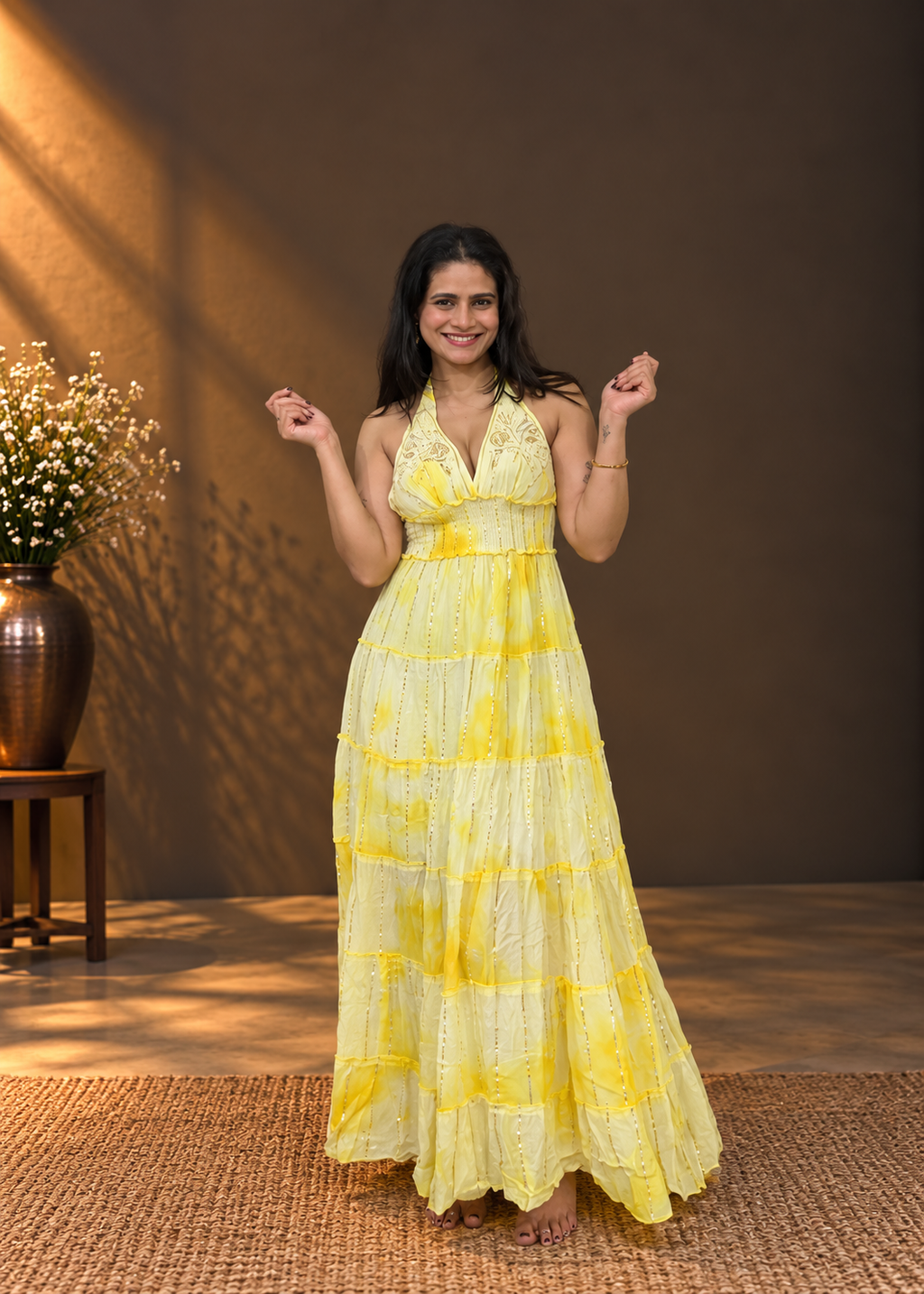 Solara Lemon Glow Maxi Dress